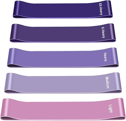 Resistance Bands, 5 Pcs Exercise Bands for Legs Glutes Arms, Skin-Friendly Resistance Fitness Exercise Loop Bands for Gym Home Yoga Pilates with Carry Bag and Instruction Guide