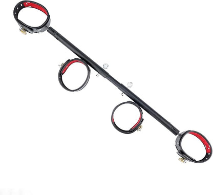 Spreader Bar Heavy Duty Stainless Steel Expandable Silver Bar Home Gym with 4pcs PU Purple Adjustable Strap,Sports Aid Training Fitness Gear Pilates Aid Kit,Yoga Set