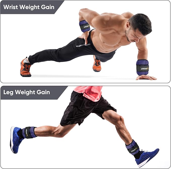 APEXUP 10lbs/Pair Adjustable Ankle Weights for Women and Men, Modularized Leg Weight Straps for Yoga, Walking, Running, Aerobics, Gym, Physical Therapy