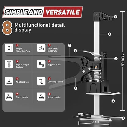 Labor Saving Arm Jack Handle 2 Pack, Construction Jack, Wall Tile Locator, Multi Function Height Adjustment Lifting Device, Door Panel Lifting Cabinet, Raised 9.8 in, Pair Dynamic Load 420 LB