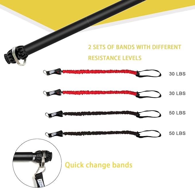 Resistance Band Bar, Portable Pilates Bar with Resistance Bands Home Gym Workouts Stick Squat Yoga Pilates Flexbands Kit for Full Body Shaping