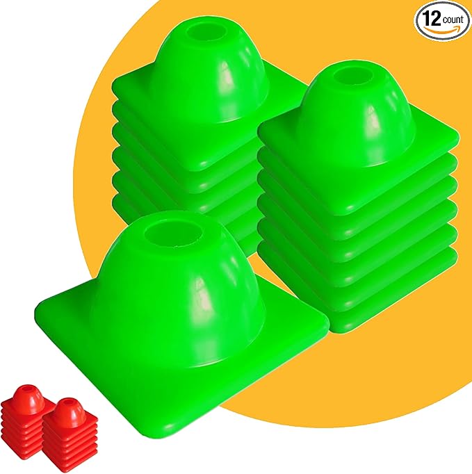 Heavy Duty Agility Training Cones (2 in, 6 in, 9 in, 12 in, 18 in, 28 in) for Sports and Kids Coaching, Multipurpose Field Marker Cones, Soccer, Basketball Drills, Bike, Motorcycle Training