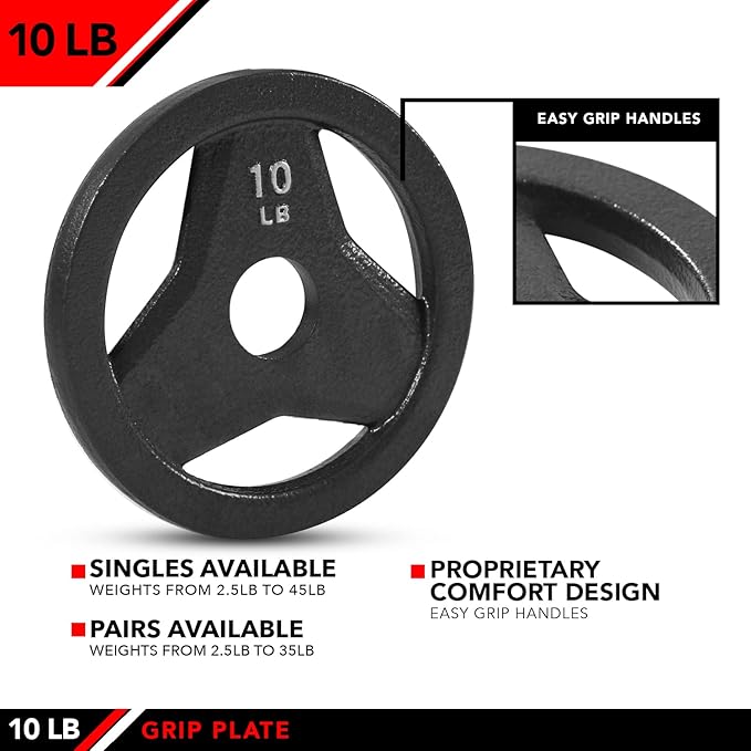 JFIT Olympic 2 Inch Grip Plates and Bumper Plates for Barbell - Single Weights or Sets of 2 (Muliple Weights)