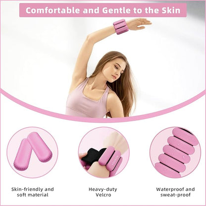Wrist Weights, Silicone Adjustable Ankle Weights for Women Men - Strengthen Arms and Legs Ideal for for Home Gym Workout, Running, Yoga, Pilates, Barre, Exercise, Strength Training
