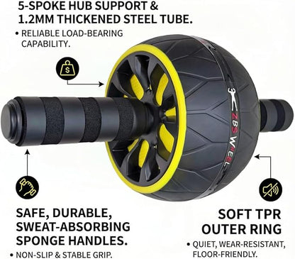 Ultimate Core Strength Wheel - Professional Ab Roller for Intense Home Workouts with Knee Support, Build Rock-Solid Abs & Total-Body Power