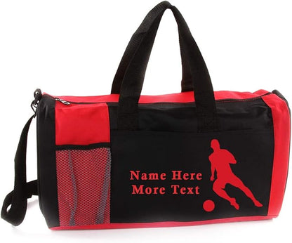 KishKesh Personalized Sport Duffel Bag – Ideal for Soccer Players, Gym, Travel, Training & Workout Essential for Male – Durable, Customizable Name & Text for Kids and Adults – Red, 18" X 10" X 8"