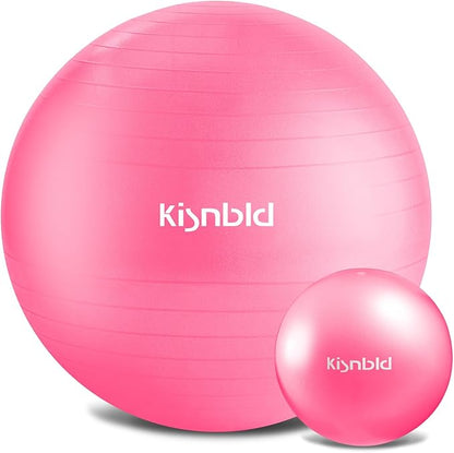Exercise Ball, Extra Thick Yoga Ball for Workout Pregnancy Stability, 4 Sizes Anti-Burst Balance Ball with Foot Pump - Heavy Duty Fitness Ball Chair for Office, Home & Gym