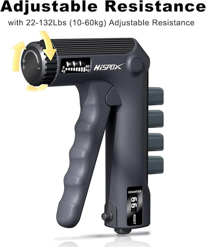 Grip Strength Trainer with Finger Exerciser, Adjustable Resistance, Forearm Strengthener Hand Gripper with Counting,Black