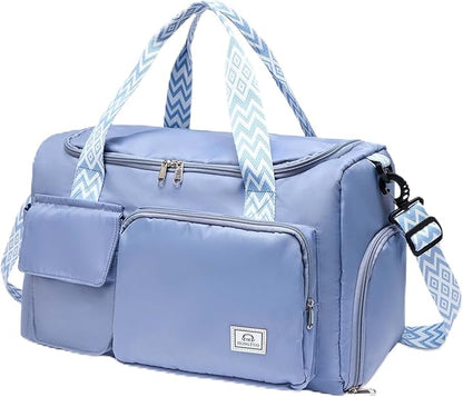 Small Gym Bag for Women, Travel Duffle Bag Carry On Weekender Bag with Shoe Compartment