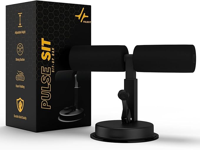 Sit-Up Bar with Strong Suction Base & Padded Foam Handle | Adjustable Height Core Trainer for Abs, Sit-ups, Push-Ups & Leg Workouts | Portable Home Gym Equipment for Men & Women