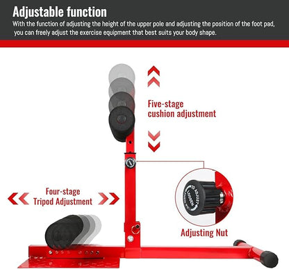 INNOLIFE Sissy Squat Machine Adjustable Height, Protective Foam Thick Steel Fitness Home Gym