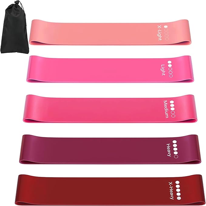 Resistance Bands for Working Out, Latex Exercise Bands Set of 5, Elastic Bands for Exercise with Workout Guide and Carry Bag, Fitness Bands for Strength Training, Yoga, Pilates, Home Workout