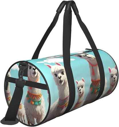 Sports Gym Bag for Women Men Travel Duffel Bag Tote Weekender Bag Carry on Overnight Bag for Travel Swimming Fitness Workout Sports Cute Llama Duffle Bag