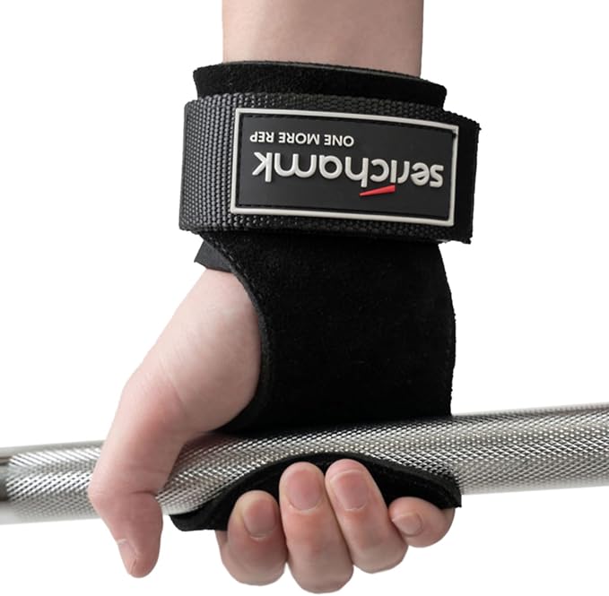 Wrist Straps for Weightlifting with Wrist Wraps,Leather Weight Lifting Wrist Wraps Grip Assistance Deadlift Straps Workout Gym Straps for Men and Women
