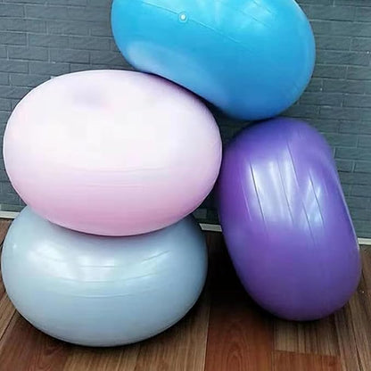 Exercise Donut Yoga Ball PVC Anti-Burst Stability Ball with Air Pump, Thickened Half Fitness Trainer for Core Balance and Stretching at Home (Light Blue)