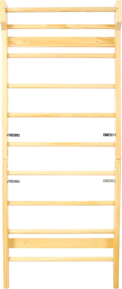 LIFE SKY Wall Mounted Swedish Ladder & Pull Up Bar - Professional Stall Bars for Physical Therapy & Home Gym - High Weight Capacity Wooden Training System for Rehab & Strength Exercises