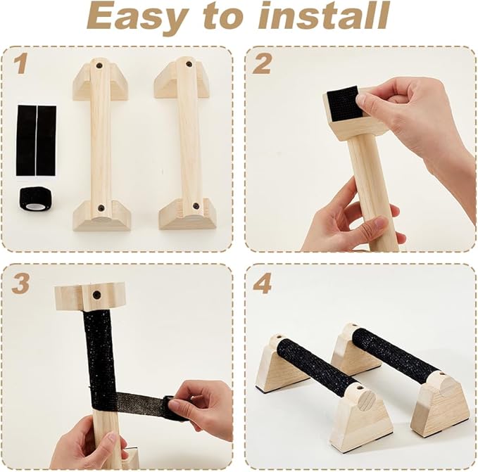 AHANDMAKER Wooden Parallettes Bars for Handstand Training in Natural Bisque Calisthenics Equipment Push Up Bars Dip Stands for Home Gym Strength Training Men Fitness Essentials