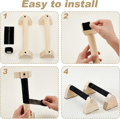 AHANDMAKER Wooden Parallettes Bars for Handstand Training in Natural Bisque Calisthenics Equipment Push Up Bars Dip Stands for Home Gym Strength Training Men Fitness Essentials