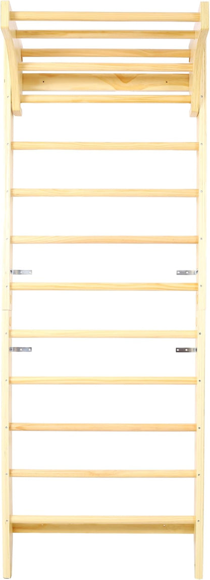 LIFE SKY Wall Mounted Swedish Ladder & Pull Up Bar - Professional Stall Bars for Physical Therapy & Home Gym - High Weight Capacity Wooden Training System for Rehab & Strength Exercises