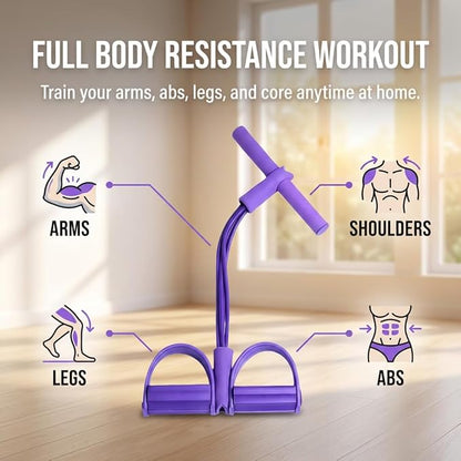 6-Tube Pedal Resistance Band with Handle, Sit up Pull Rope Trainer for Core Strength, Multifunction Portable Home Gym Workout Equipment, Abs Waist Leg Arm Training Fitness Tool
