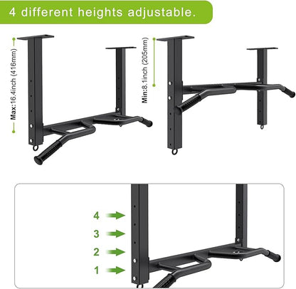 Kipika 32" Ceiling Mounted Pull Up Bar - Heavy Duty, Highly Adjustable, Multifunctional Chin Up Bar - Home Gym System with Punching Bag Hanger and Resistance Bands Training