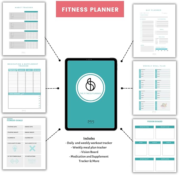 Resistance Bands w/Carrying Bag, Workout Book & Fitness Planner for Working Out-Heavy Duty Strength Training Bands Set w/ 5 Resistance Levels-Stretch Bands for Physical Therapy