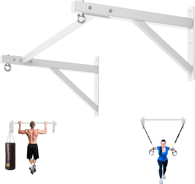 Pull Up Bar Wall Mounted, Heavy Duty 650 lbs Capacity Chin Up Bar, 48" Multi-Grip Strength Training Pull-up Bars, for Home Gym Garage/Backyard Total Body Workout, Ease Of Use Mounting