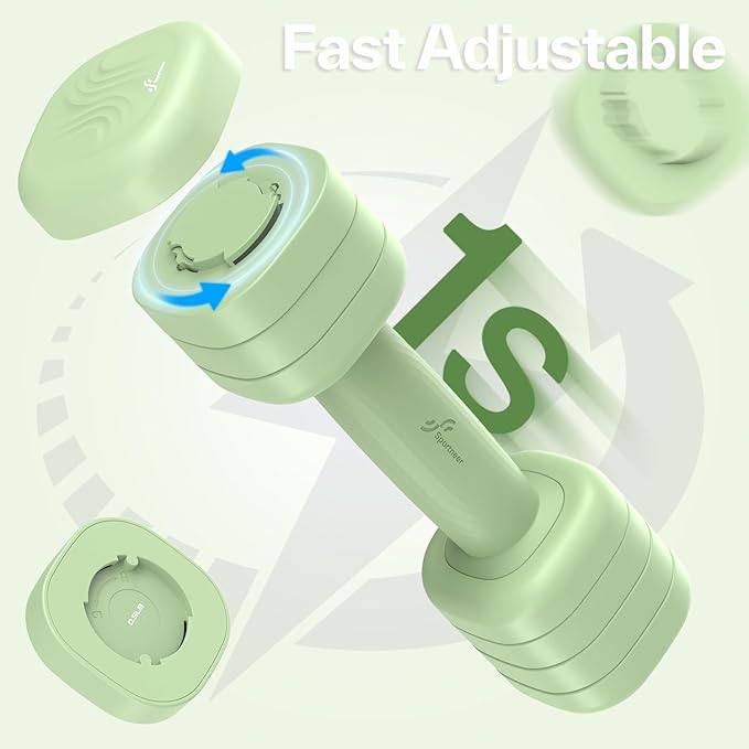 Adjustable Dumbbell Set of 2: Sportneer 4 in 1 Free Weights Dumbbells Set for Women, Hand Weights for Women at Home, Each 2lb 3lb 4lb 5lb Weights with Soft Rubber Handle for Home Gym Exercise Training