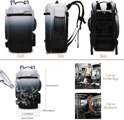 BE SMART 2 in 1 Convertible Gym Duffel Bags with Shoes Compartment - 40L Waterproof Extra Large Workout Backpack for Gym Men, Heavy Duty Sports Duffle Backpacks for Travel, Hiking, Camping, Carry On