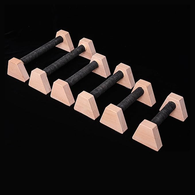 Colaxi 2 Pieces Push up Stands Pushup Handles Wood Exercise Calisthenics Bar Aerobics Anti Slip Parallettes Home Workout Equipment