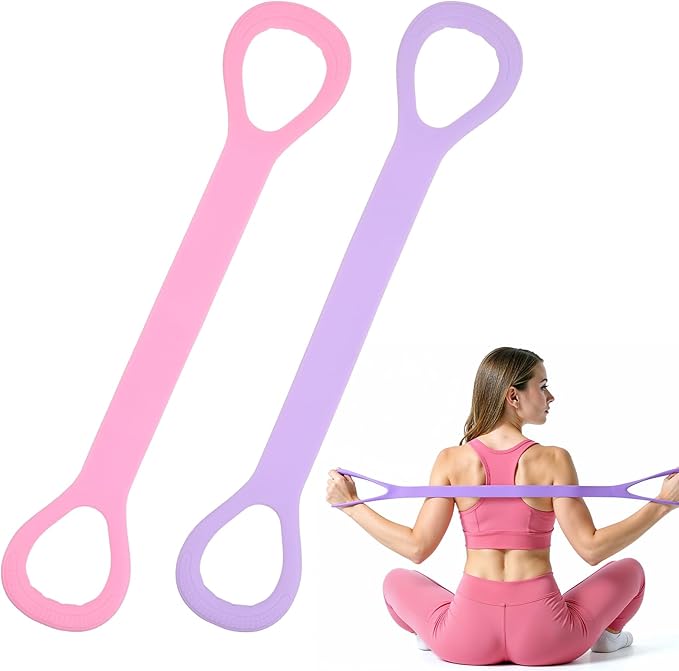 2pcs Figure 8 Resistance Bands for Arms Resistance Bands with Handles for Working Out Back Leg Stretcher Portable Exercise Equipment for Yoga Pilates Stretching Physical Therapy Pink & Blue
