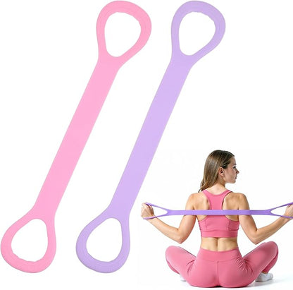 2pcs Figure 8 Resistance Bands for Arms Resistance Bands with Handles for Working Out Back Leg Stretcher Portable Exercise Equipment for Yoga Pilates Stretching Physical Therapy Pink & Blue