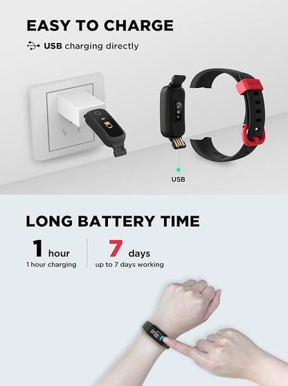 BIGGERFIVE Vigor Kids Fitness Tracker for Girls & Boys Ages 5-15, Kids Watch with IP68 Waterproof, Pedometer, Activity Tracker with Heart Rate & Sleep Monitor, Calorie & Step Counter Watch