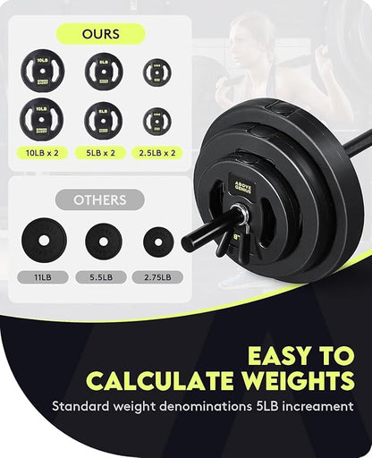 Barbell Weight Set, 45 LB Adjustable Free Weights Bar Set for Home Gym Strength Training, Full Body Workout, Muscle Building, Home Fitness Weight Lifting Equipment