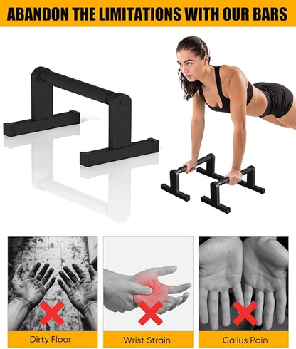 Push Up Bars, Heavey Duty Parallettes Dip Bar with Non-slip Grips for Calisthenics Planche L Sit Handstand Fitness Floor Workout, Pushup Station Handles Stand for Gym Strength Training