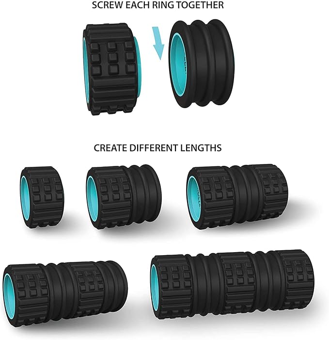 ROYO Foam Roller - 15 in. Adjustable Length, Medium Density Deep Tissue Massager for Muscle and Triggerpoint Release, Use for Daily Fitness and Exercise, Stretching and Sport Training