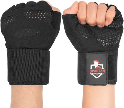 Spartan Weight Lifting Gym Workout Gloves with Wrist Support for Men & Women – Full Palm Protection, Breathable Non-Slip Grip for Training, Fitness, Crossfit, Pull Ups, Lifting, Gym, Exercise
