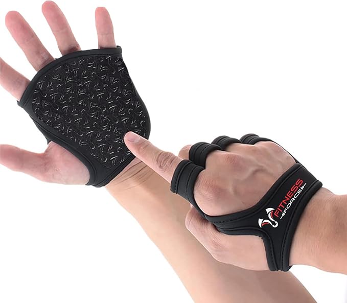 FITNESS FORCE Workout Gloves for Men & Women Partial Weight Lifting Gloves Non-Slip Gym Grip for Weight Lifting Calluses Guard Fingerless Exercise Gloves with Full Palm Protection
