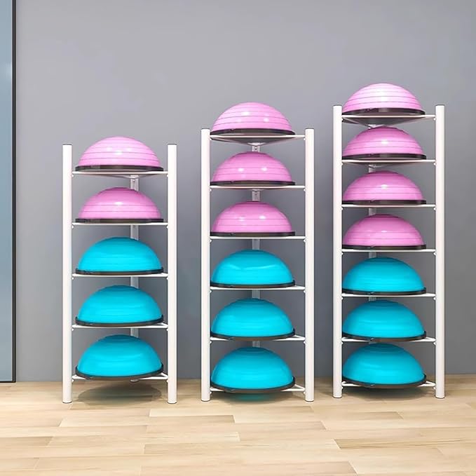 Commercial Gym Exercise Ball Holder Half Ball Balance Trainer Holder 5/6 Layer Stability Balls Organizer, Workout Equipment Shelf