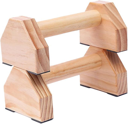 Solid Wood Handstand Bars and Push-up Frame Set for Muscle Training, Non-slip Fitness Equipment Pair for Home Calisthenics and Strength Workouts