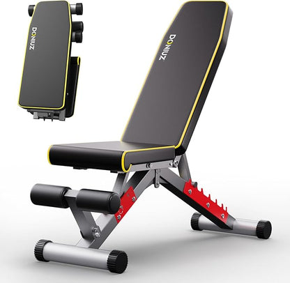 Weight Bench, Adjustable Workout Bench Press Set for Home Gym Strength Training, Easy Assembly Foldable Training Lifting Bench for Small Space Apartment Room, Max Load 750