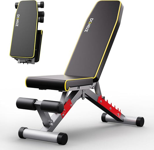 Weight Bench, Adjustable Workout Bench Press Set for Home Gym Strength Training, Easy Assembly Foldable Training Lifting Bench for Small Space Apartment Room, Max Load 750