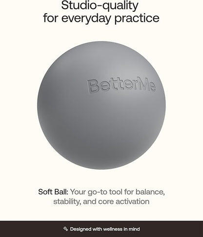 BetterMe Soft Pilates Ball – 8 Inch Mini Exercise Ball for Pilates, Yoga & Core Training – Small Stability Ball for Women – Portable Workout Tool