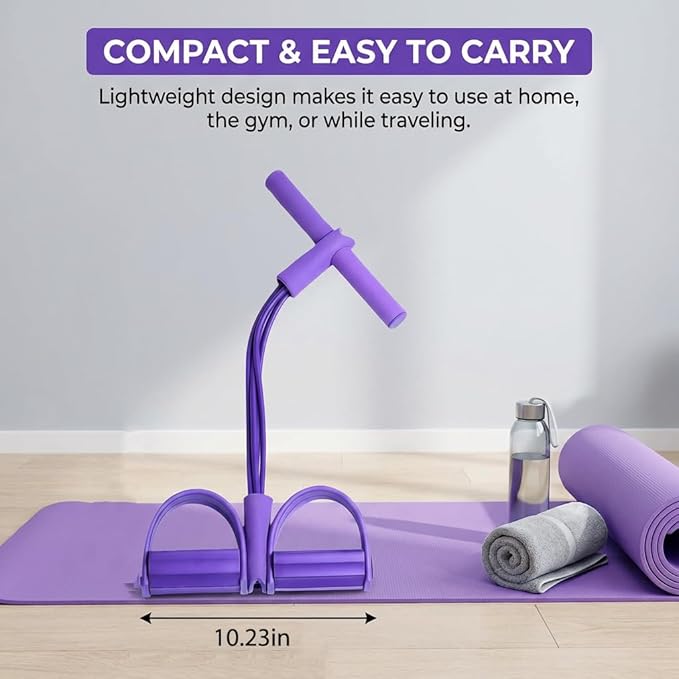 6-Tube Pedal Resistance Band with Handle, Sit up Pull Rope Trainer for Core Strength, Multifunction Portable Home Gym Workout Equipment, Abs Waist Leg Arm Training Fitness Tool