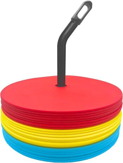 LEZER 6 Inch 8 Inch Flat Cones, Spot Markers, Soccer Cones, Field Court Markers, Sit Spots, Flat Discs, Soccer Training Equipment, Agility Practice, Football, Made in Taiwan