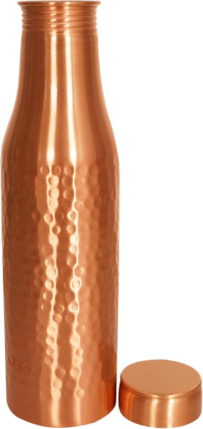 Copper Water Bottle 34 Oz Hammered Copper Water Bottle For Drinking 100% Pure Ayurvedic Vessel For Leak-Proof Lid Bottle for Yoga, Gym, Office, Home