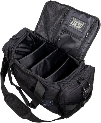 Serious Steel Fitness Gym Bag With Moveable & Removable Dividers Made from 1000D Nylon (Utility Duffel - Black)