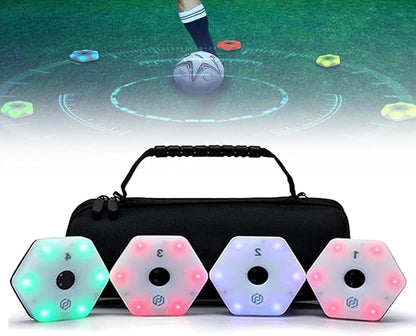 Agile Reaction Training Lamp Set, LED Flash Reflex Training Equipment, Portable Smart Agile Fitness Light with 6 Light Colors, Automatic Brightness Adjustment, 270 Degrees Viewing Angle,4Lights