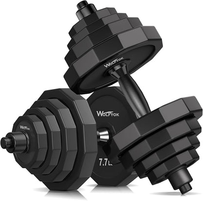 KISS GOLD Weights Dumbbells Set, Adjustable Dumbbell Sets 22Lbs 44Lbs 66Lbs 88Lbs with Solid Steel, Barbell Free Weight Set with Connector Workout Home Gym Equipment for Men Women Strength Training Shaping