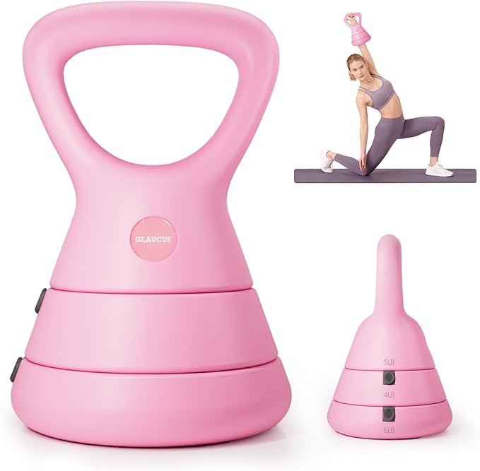 Adjustable Kettlebell, 5lb 9lb 15lb Kettlebell Weights Set, Ergonomic Design & Wide-Handle for Home Gym, Full-Body Workouts Strength Training and Weight Loss, Good for Men Women & Beginners